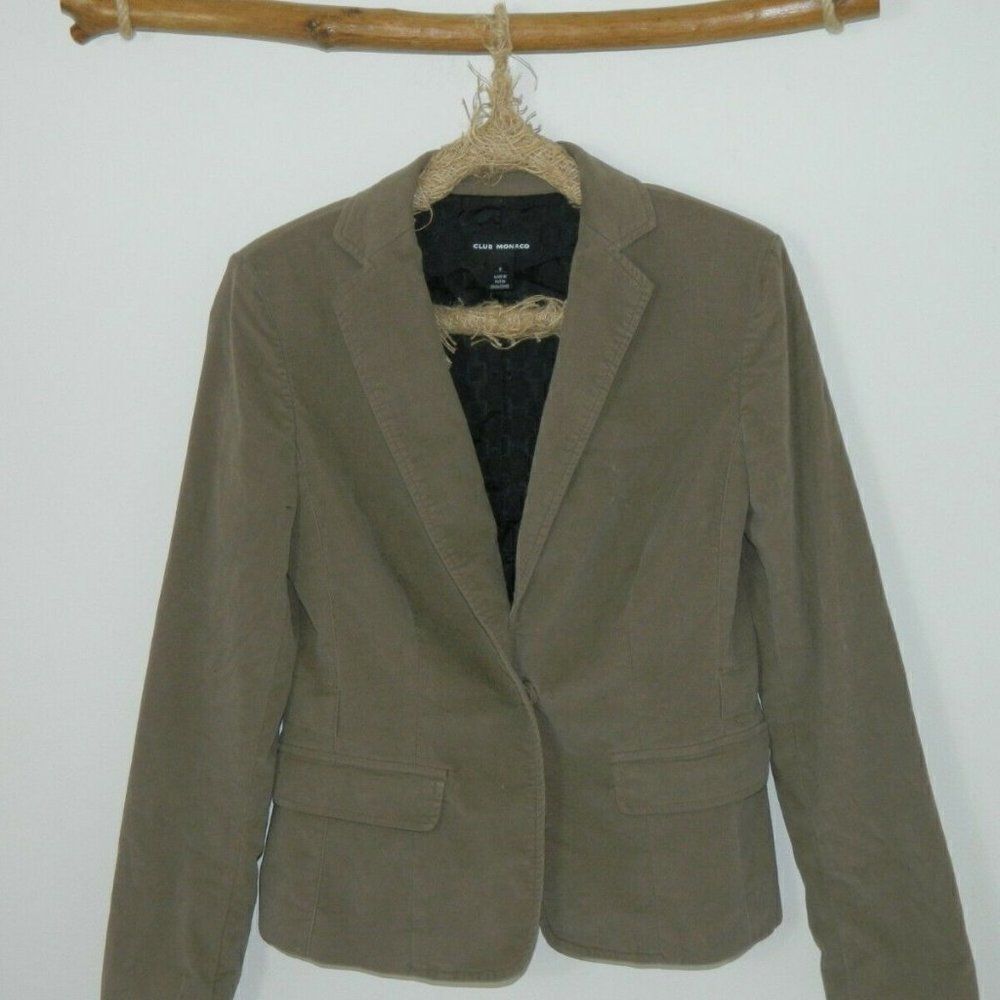 Club Monaco Women’s Brown Velvet Blazer Snap Front